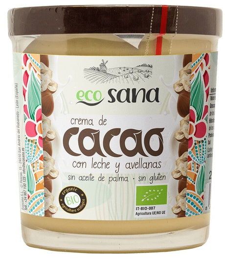 Crema de Cacao con Leche y Avellanas Bio · Ecosana · 200 gramos