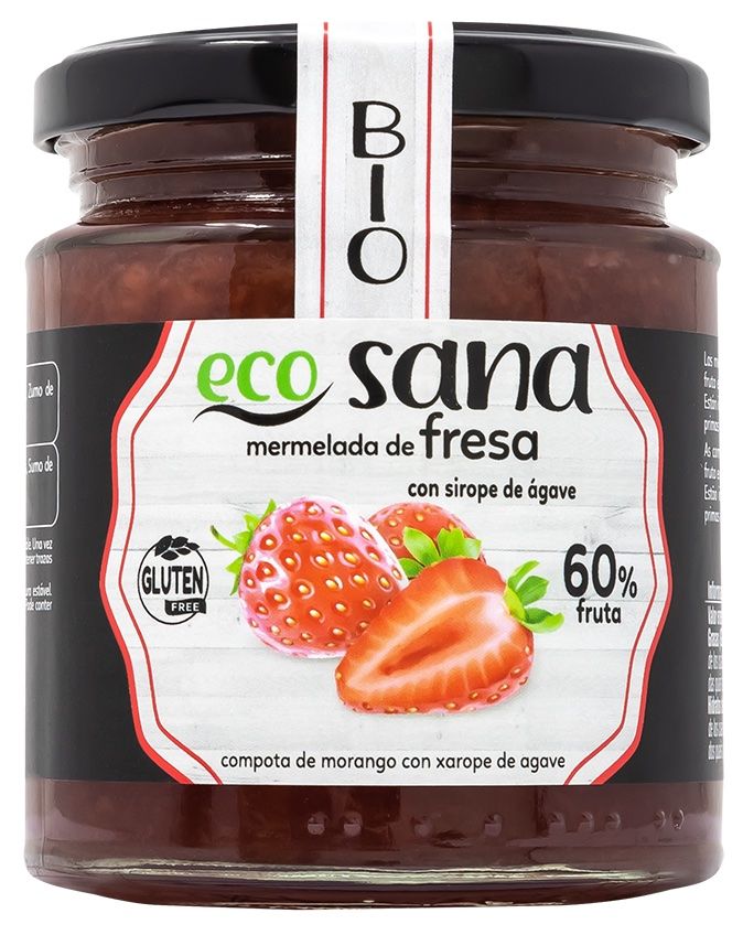 Mermelada de Fresa con Sirope de Ágave Bio · Ecosana · 260 gramos