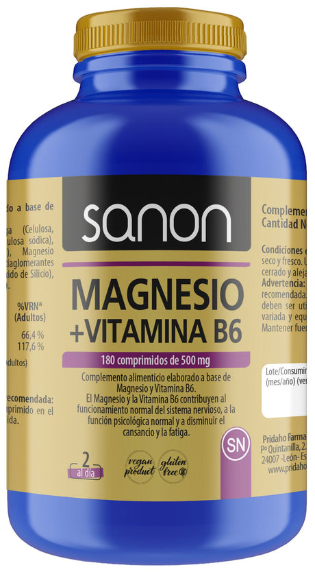 Magnesio + Vitamina B6 · Sanon · 180 comprimidos