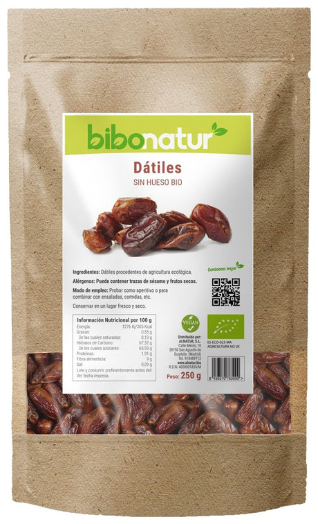 Dátiles Sin Hueso Bio · Bibonatur · 250 gramos