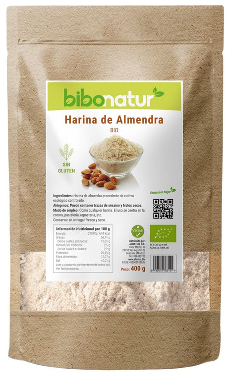 Harina de Almendra Sin Gluten Bio · Bibonatur · 400 gramos