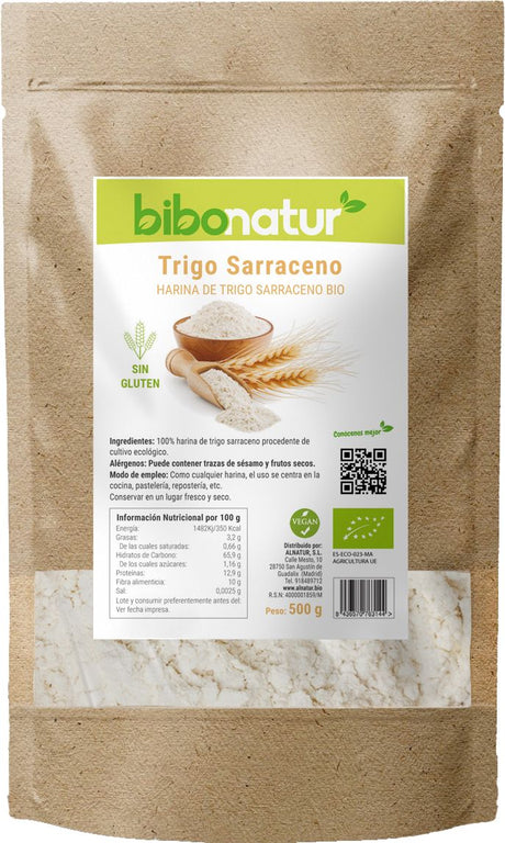 Harina de Trigo de Sarraceno Sin Gluten Bio · Bibonatur · 500 gramos