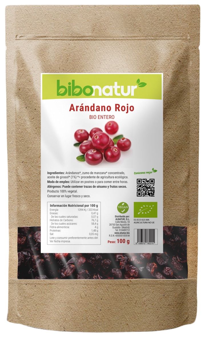 Arándano Rojo Entero Bio · Bibonatur · 100 gramos