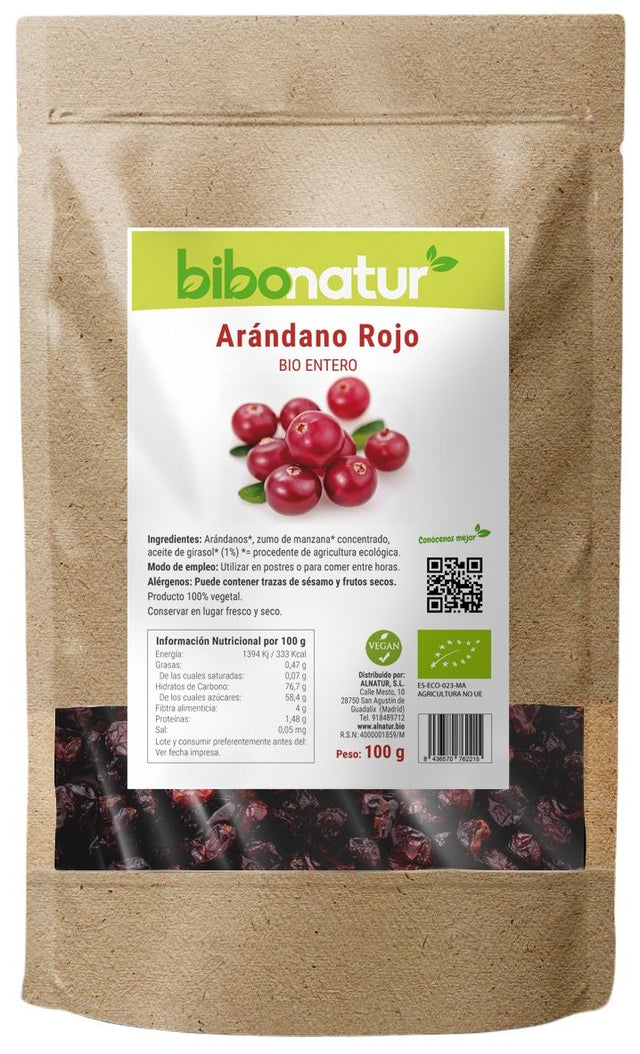 Arándano Rojo Entero Bio · Bibonatur · 100 gramos