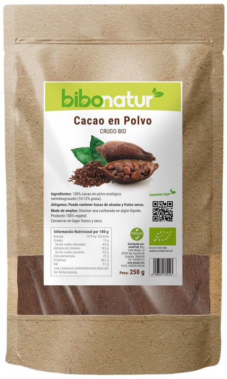 Cacao Crudo en Polvo Bio · Bibonatur · 250 gramos