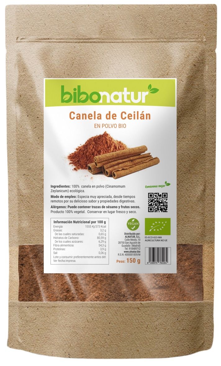 Canela de Ceilán en Polvo Bio · Bibonatur · 150 gramos