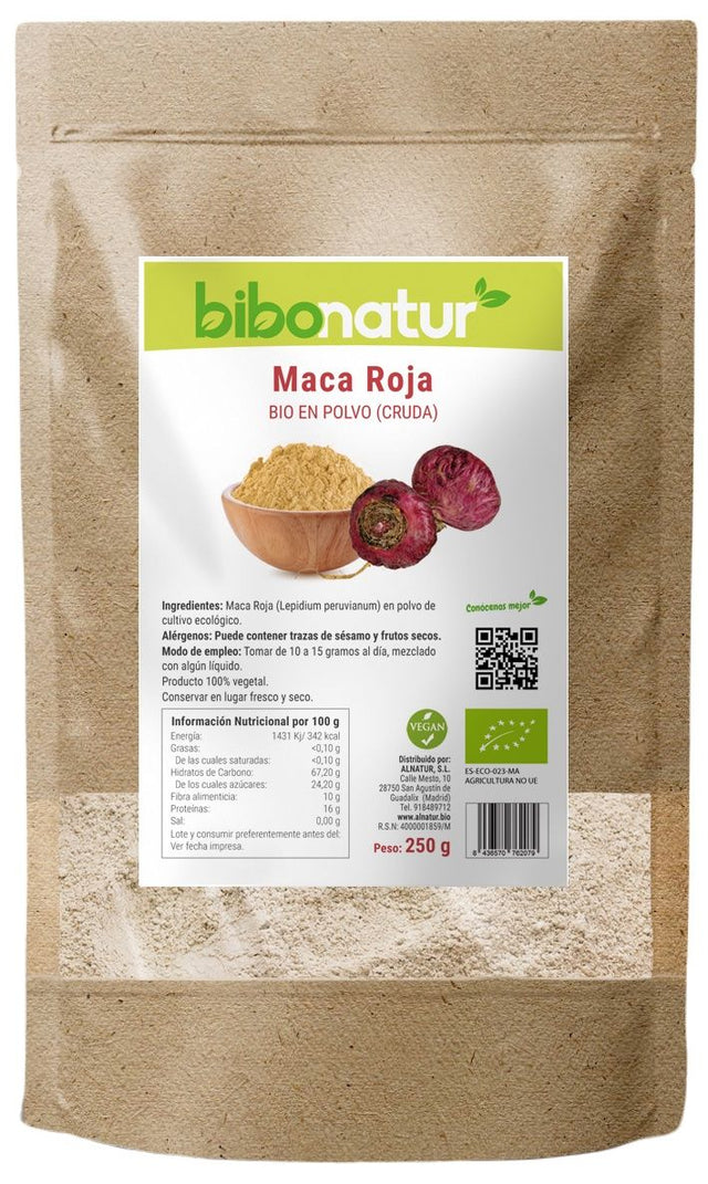 Maca Roja en Polvo Bio · Bibonatur · 250 gramos