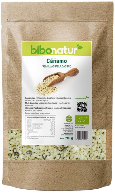 Semillas de Cáñamo Peladas Bio · Bibonatur · 200 gramos