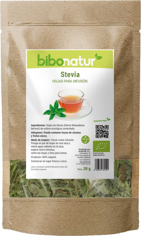 Stevia en Hojas para Infusión · Bibonatur · 30 gramos