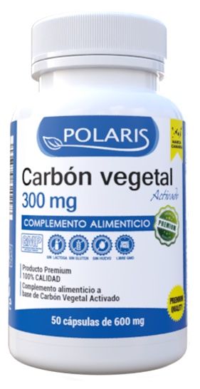 Carbón Vegetal Activado · Polaris · 50 cápsulas