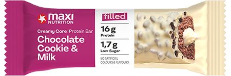 Barrita Proteica Cremosa con Galleta de Chocolate y Leche · MaxiNutrition · 45 gramos