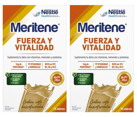 Pack Ahorro Meritene Fuerza y Vitalidad Batido Café Descafeinado · Nestlé · 2x15 sobres