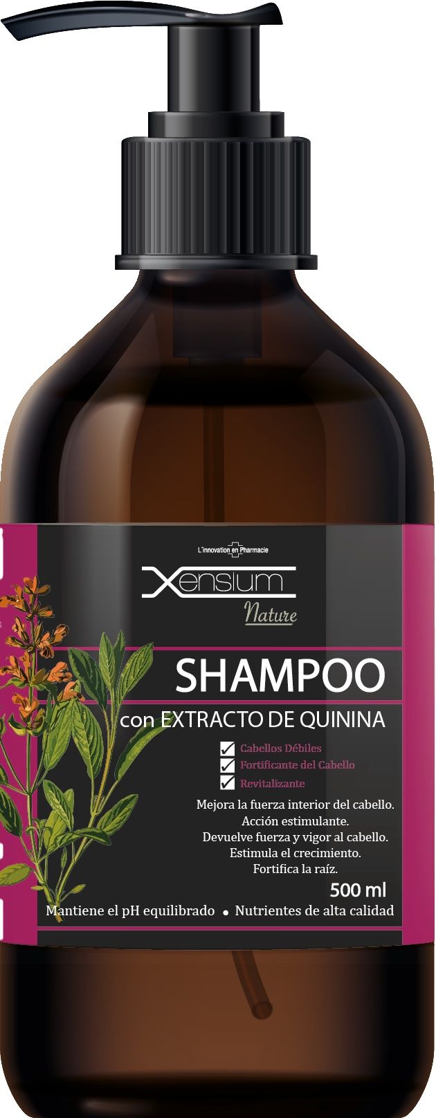 Champú Extracto de Quinina · Xensium · 500 ml