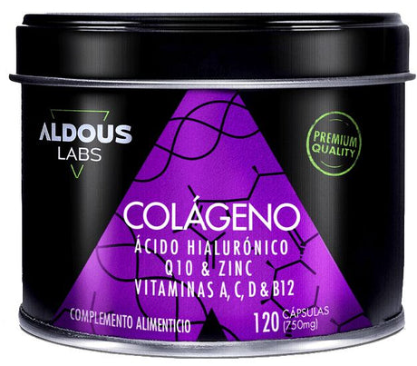 Colágeno Hidrolizado con Ácido Hialurónico, Coenzima Q10, Zinc y Vitaminas · Aldous Bio · 120 cápsulas