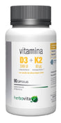 Vitamina D3 + K2 · Herbovita · 90 perlas