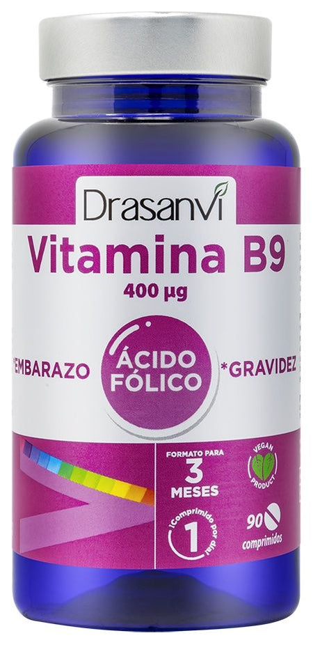 Vitamina B9 400 mcg (Ácido Fólico) · Drasanvi · 90 comprimidos