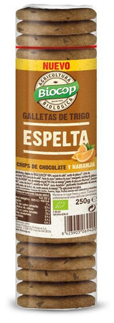 Galletas de Trigo Espelta con Chips de Chocolate y Naranja · Biocop · 250 gramos