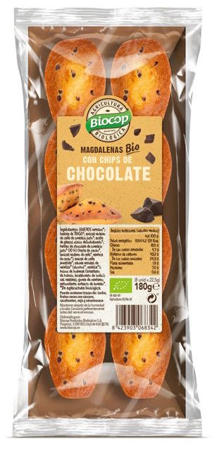 Magdalenas con Chips de Chocolate Bio · Biocop · 180 gramos