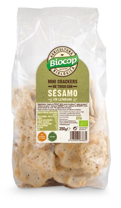 Mini Crackers de Trigo con Sésamo · Biocop · 250 gramos