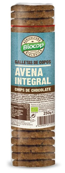 Galletas de Copos de Avena Integral con Chips de Chocolate · Biocop · 250 gramos