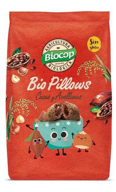 Biopillows de Cacao y Avellanas Sin gluten · Biocop · 300 gramos