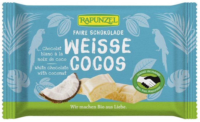 Snack de Chocolate Blanco con Coco · Rapunzel · 100 gramos