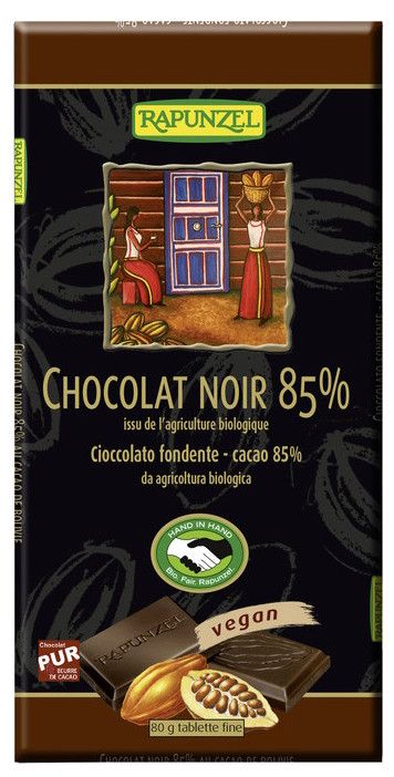 Tableta de Chocolate 85% Cacao · Rapunzel · 80 gramos