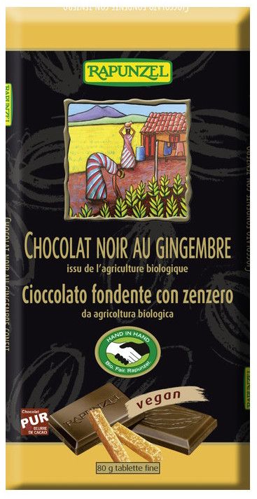 Tableta de Chocolate con Jengibre · Rapunzel · 80 gramos