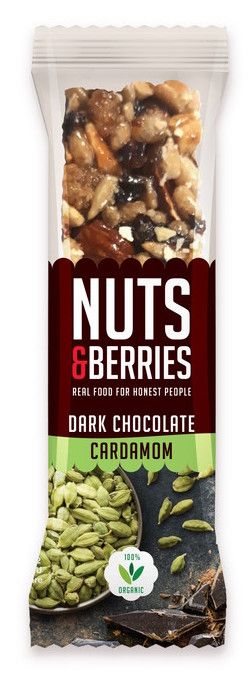 Barrita de Chocolate Negro y Cardamomo · Nuts & Berries · 40 gramos