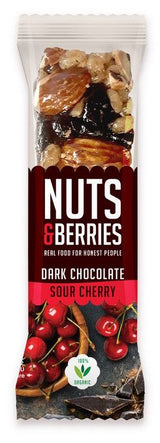 Barrita de Chocolate Negro y Cereza · Nuts & Berries · 40 gramos