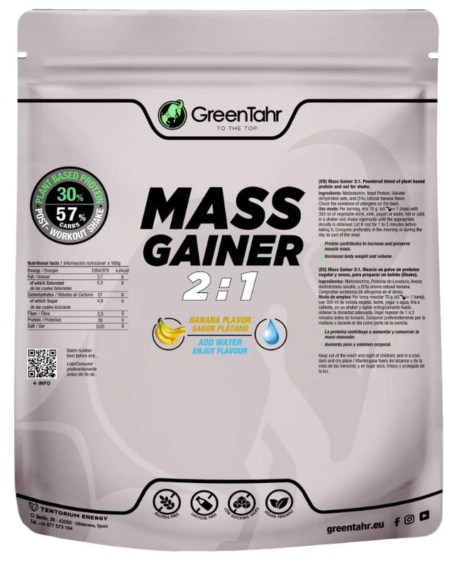 Mass Gainer 2:1 Sabor Banana · Green Tahr · 1,2 kg