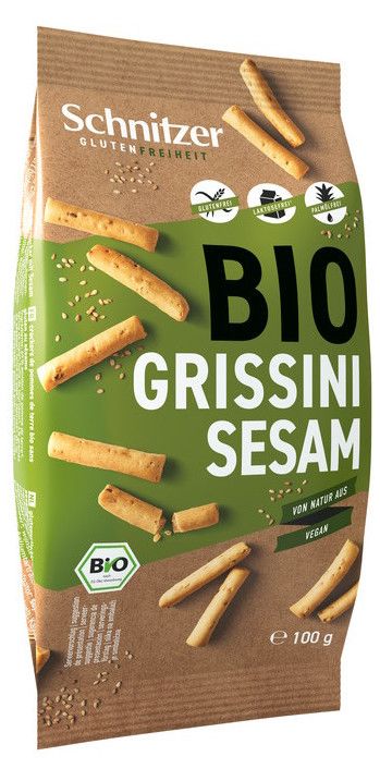 Palitos Grissini de Sésamo Sin Gluten Bio · Schnitzer · 100 gramos