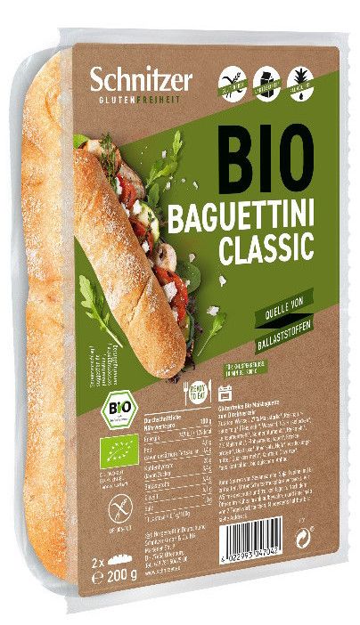 Mini Baguette Baguettini Classic Sin Gluten Bio · Schnitzer · 200 gramos