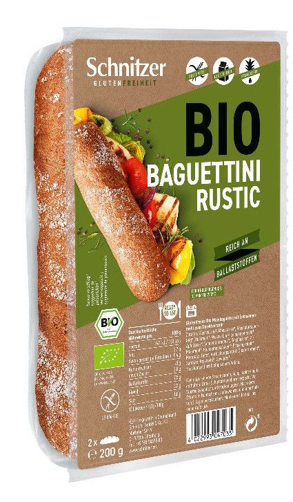 Mini Baguette Baguettini Rustic Sin Gluten Bio · Schnitzer · 200 gramos [Caducidad 01/2025]