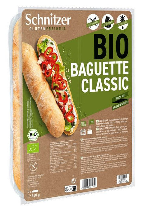 Pan Baguette Clásico Sin Gluten Bio · Schnitzer · 360 gramos