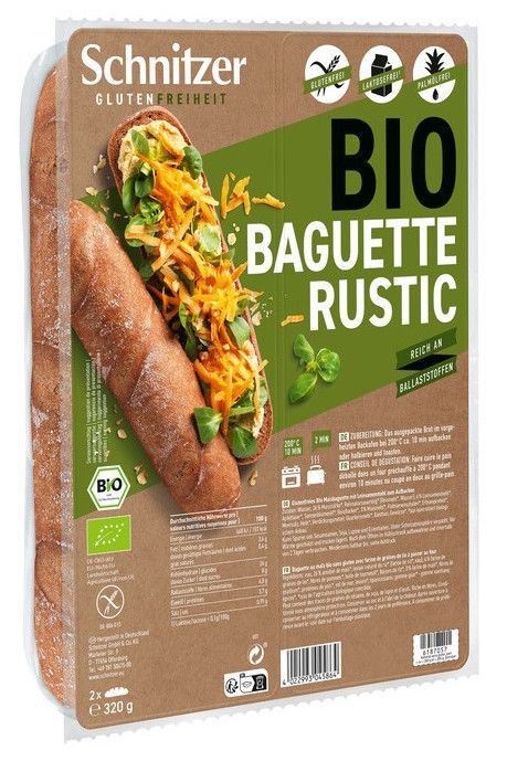 Pan Baguette Rústico Sin Gluten · Schnitzer · 320 gramos