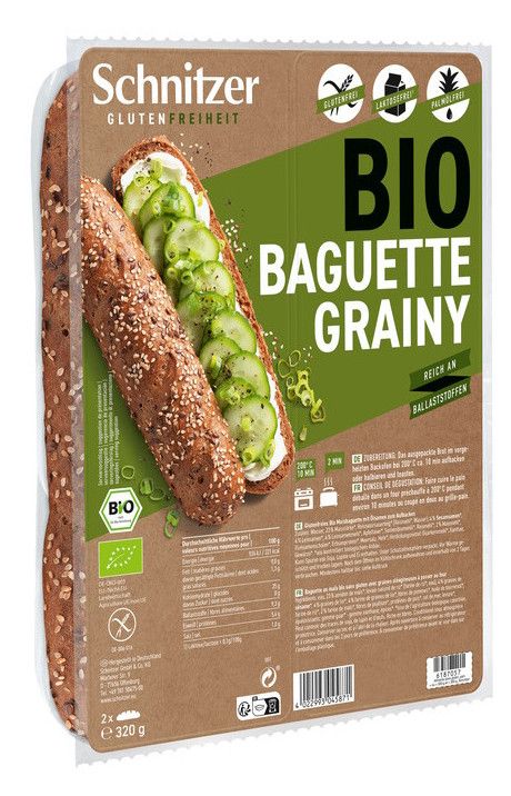 Pan Baguette de Semillas Grainy Sin Gluten · Schnitzer · 320 gramos