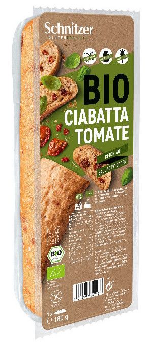 Pan Ciabatta con Tomate Sin Gluten Bio · Schnitzer · 180 gramos