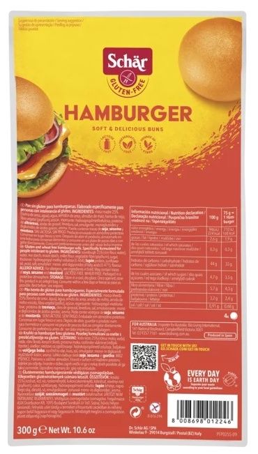 Pan de Hamburguesa Sin Gluten · Schär · 300 gramos