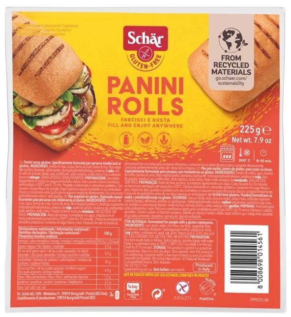 Panini Rolls Sin Gluten · Schär · 150 gramos