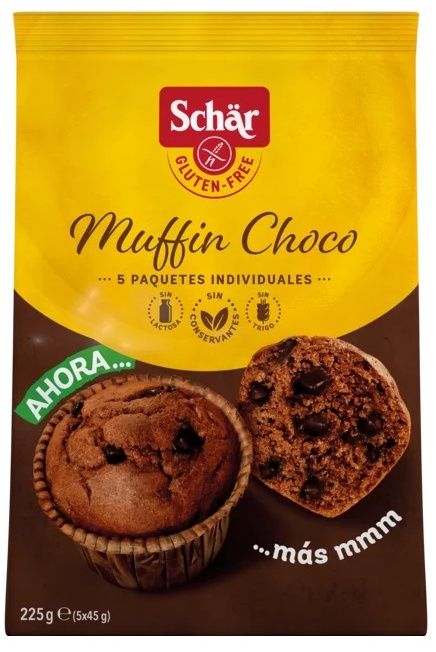 Muffins con Chocolate Sin Gluten · Schär · 5x45 gramos [Caducidad 01/2025]