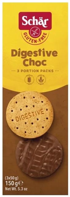 Galletas Digestivas de Chocolate Sin Gluten · Schär · 150 gramos