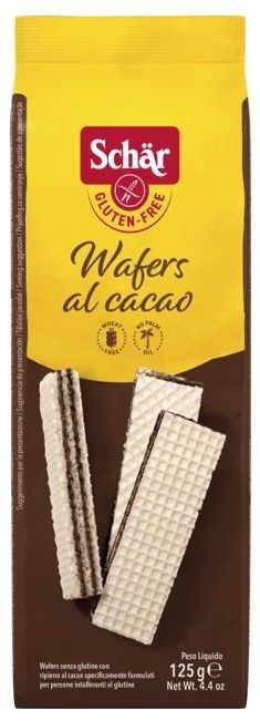 Barquillos de Cacao Sin Gluten · Schär · 125 gramos