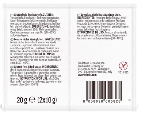 Levadura Deshidratada Sin Gluten · Schär · 2x10 gramos