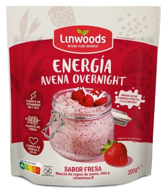 Avena Overnight Energía Fresa · Linwoods · 300 gramos