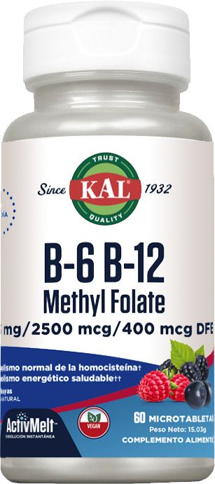 B-6, B-12 Methyl Folate · KAL · 60 microtabletas