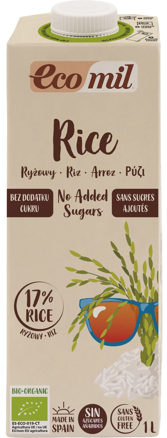 Bebida de Arroz Sin Azúcar · Ecomil · 1 litro