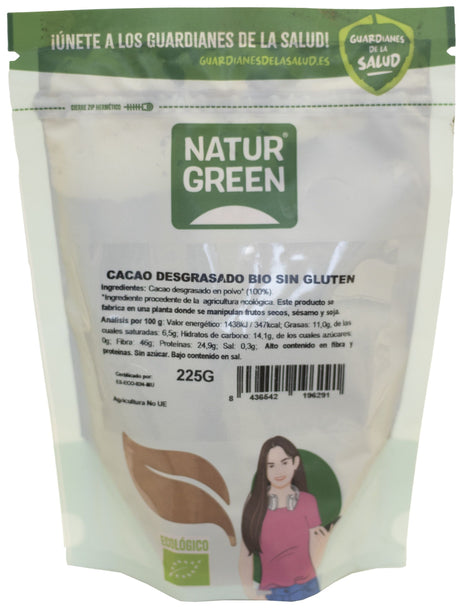 Cacao Desgrasado Bio · Naturgreen · 225 gramos