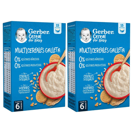 Pack Gerber Papilla para Bebés Multicereales con Galleta · Nestlé · 2x270 gramos