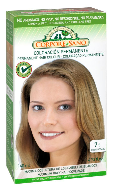 Tinte Permanente Rubio Dorado nº 7.3 · Corpore Sano · 140 ml